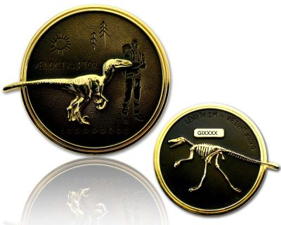 Velociraptor Geocoin Gold / Black RE