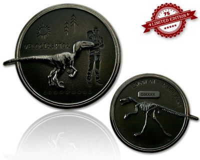 Velociraptor Geocoin Black Nickel XLE 75