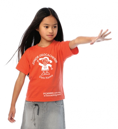 Junior Geocacher T-Shirt trackbar und mit Teamname